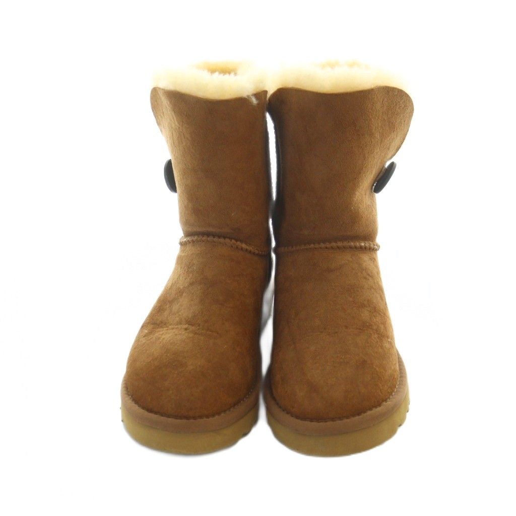 アグ オーストラリア UGG australia BAILEY BUTTON 5803 W ムートンブーツ ショート ロゴ ボア スエード US 6 23 cm 茶 ブラウン GY 18 MQ