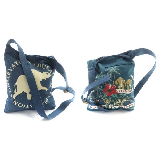 ハンティングワールド HUNTING WORLD ショルダーバッグ 斜めがけ ナイロン シャンブレー プリントロゴ 青 ブルー GY11 MQ