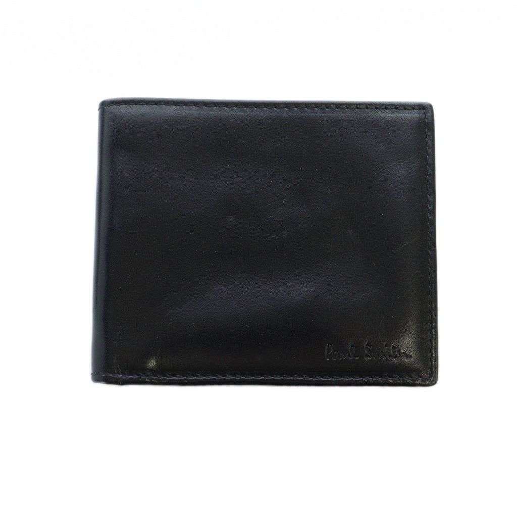 ポールスミス PAUL SMITH 二つ折り 財布 札入れ ウォレット レザー マルチストライプ 黒 ブラック GY18 MQ