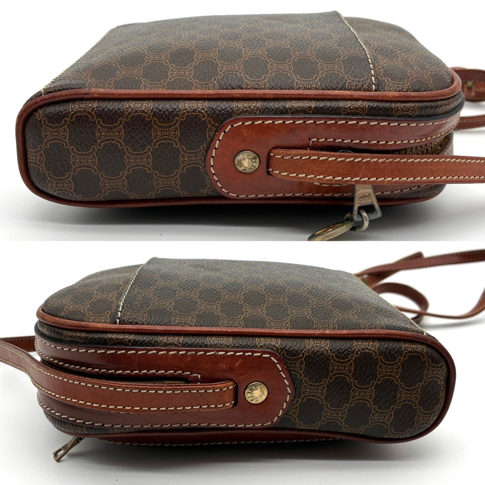  CELINE セリーヌ ショルダーバッグ マカダム トリオンフ ロゴ 斜め掛け クロスボディ レディース メンズ ブラウン ショルダーバッグ ショルダーバッグ