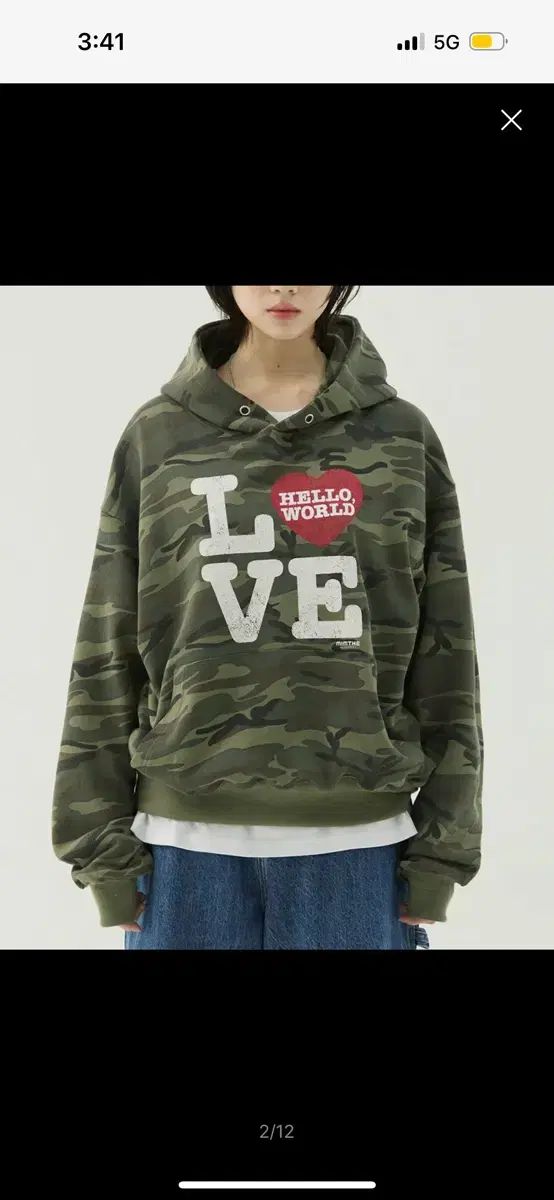 MIM THE WARDROBE ミムザワードローブ HELLO WORLD love フードTシャツ_カモフラ