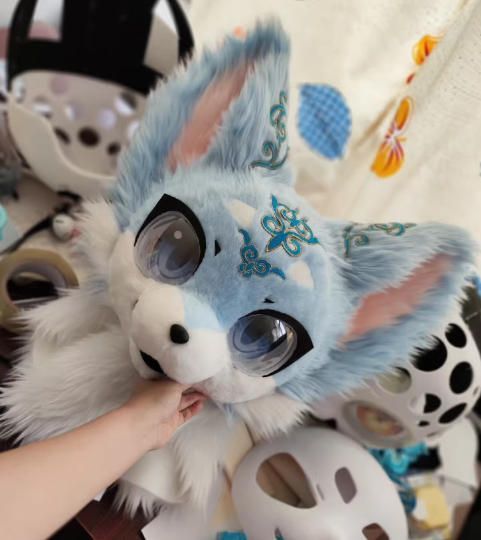 ファースーツ 着ぐるみセット NO.291 犬 青 ケモノ 全頭ヘッド ぬいぐるみ コスプレ コスチューム
