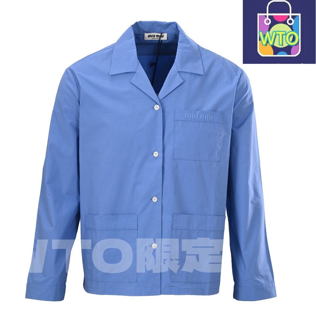 今日 Miu Miu ミューミュー ポケットリバーシブル シリーズ ロングスリーブシャツ オーガニックコットンポプリン素材 スウェットシャツ アウター 秋冬トップス