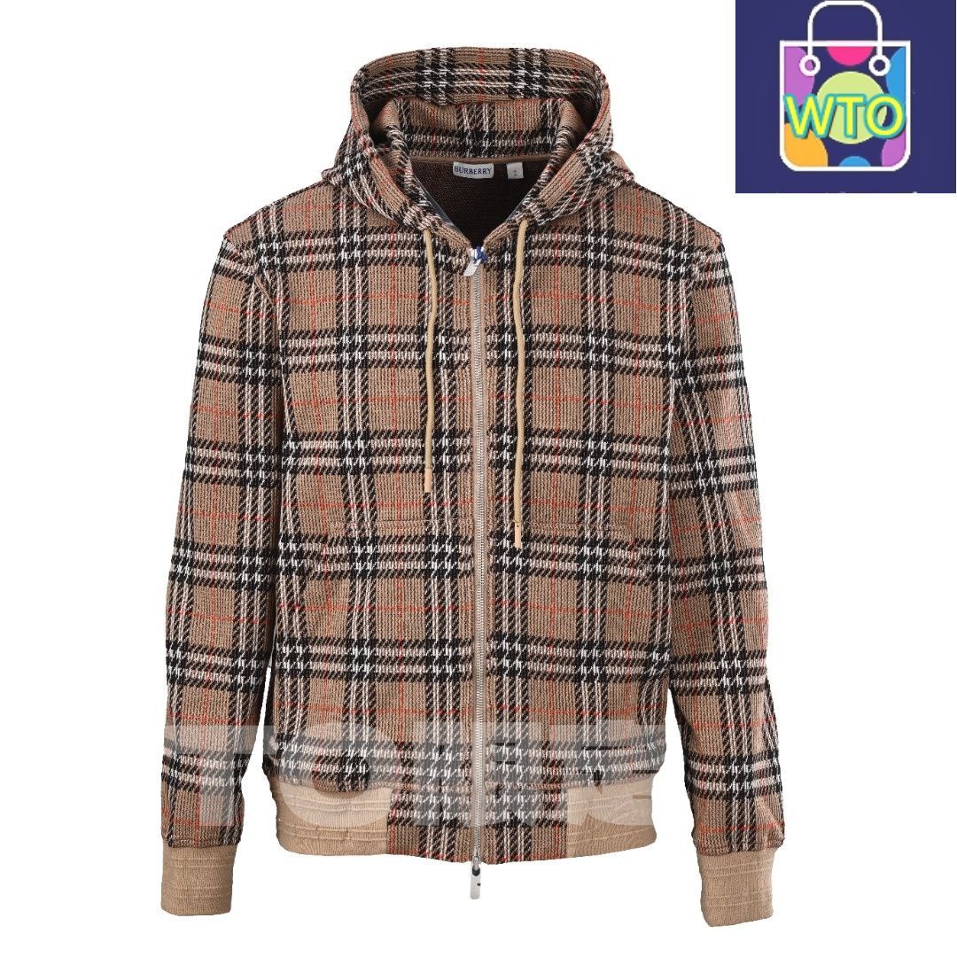 今日 Burberry バーバリー チェック柄ニットパーカーシリーズ 混紡素材&浮雕風格紋柄 スウェットシャツ アウター 秋冬トップス