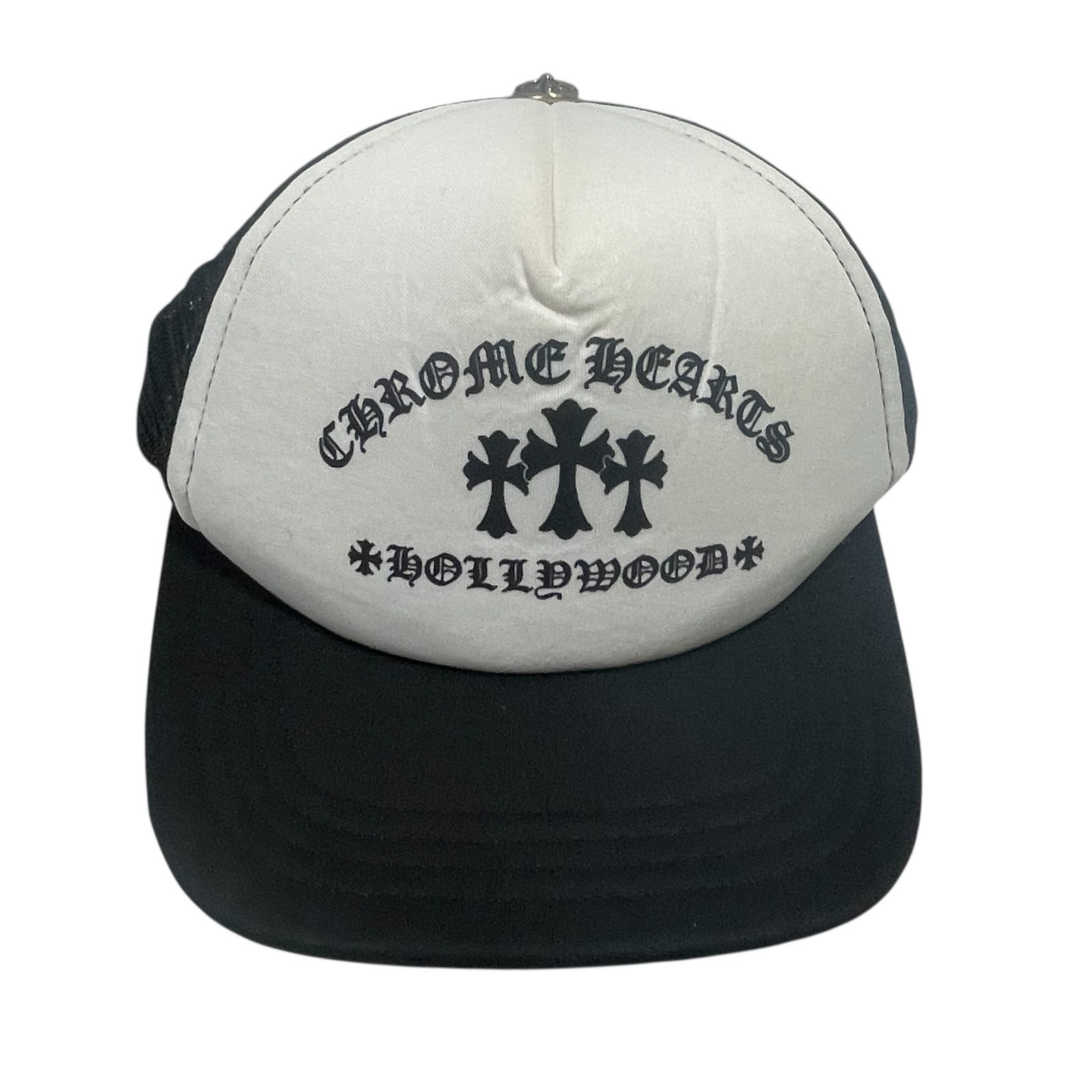 CHROME HEARTS クロムハーツ トラッカーキャップ メッシュ 53~60cm セメタリークロスプリント ブラック ショッパー付 品 V97818NB