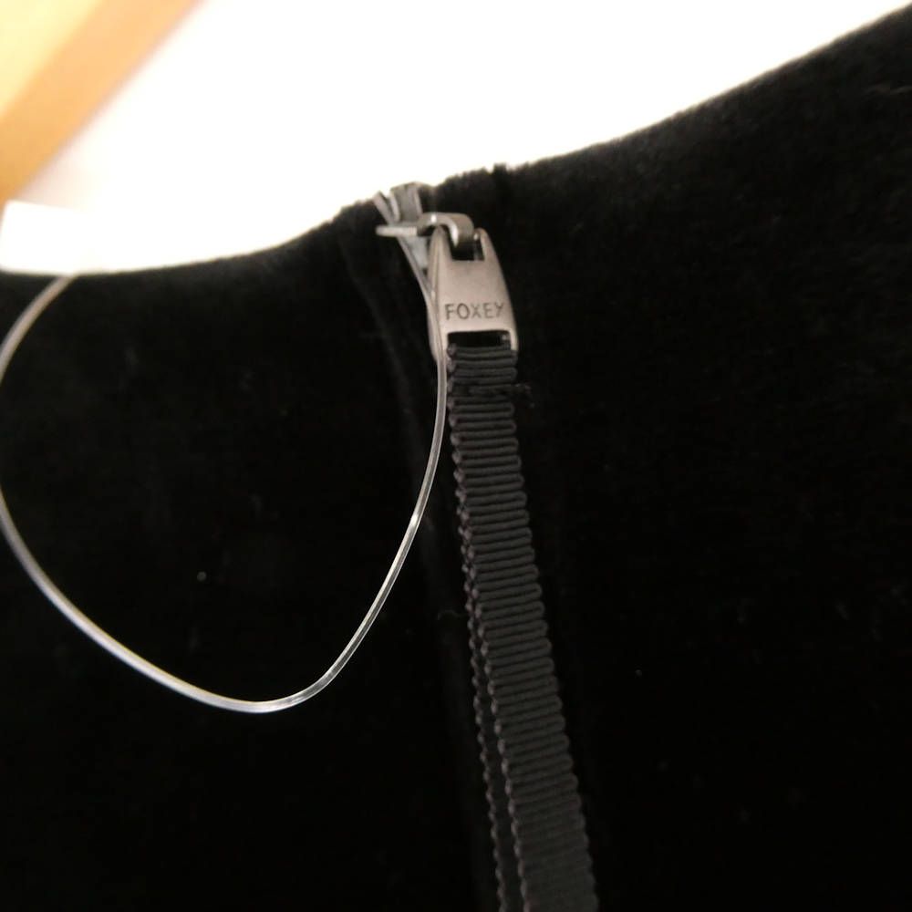  VELOUR NOIR by FOXEY YORK フォクシー 33908 ワンピース 40 M トリアセテート 他 半袖 ひざ丈 ベロア リボン レディース 半袖 ひざ丈ワンピース