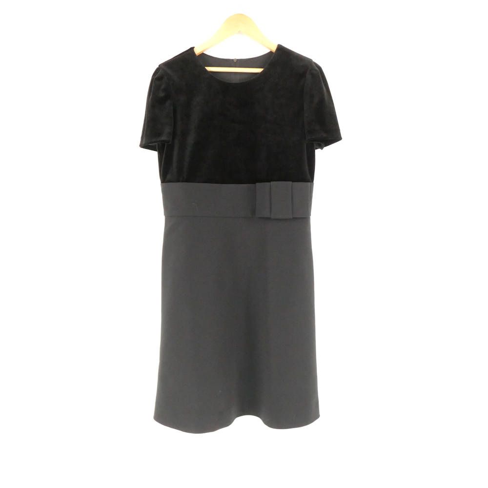 VELOUR NOIR by FOXEY NEW YORK フォクシー 33908 ワンピース 40 M トリアセテート 他 半袖 ひざ丈 ベロア リボン レディース AM7445A69