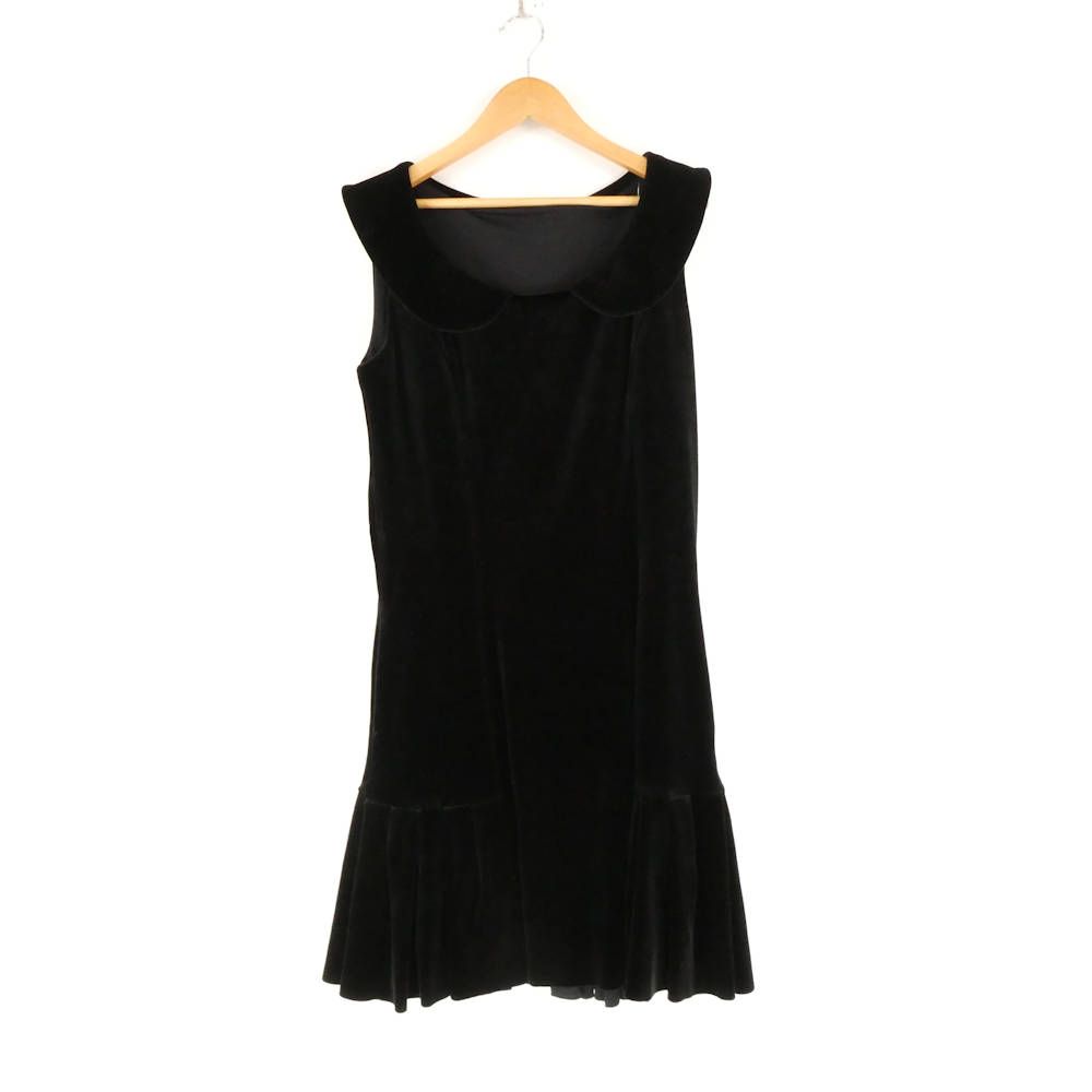 VELOUR NOIR by FOXEY NEW YORK フォクシー 29387 ワンピース 38 S トリアセテート 他 ノースリーブ ベロア ひざ丈 レディース AM7443A69