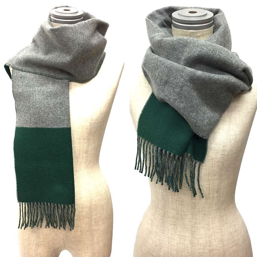 HERMES エルメス カシミヤ マフラー カザック バイカラー ショール