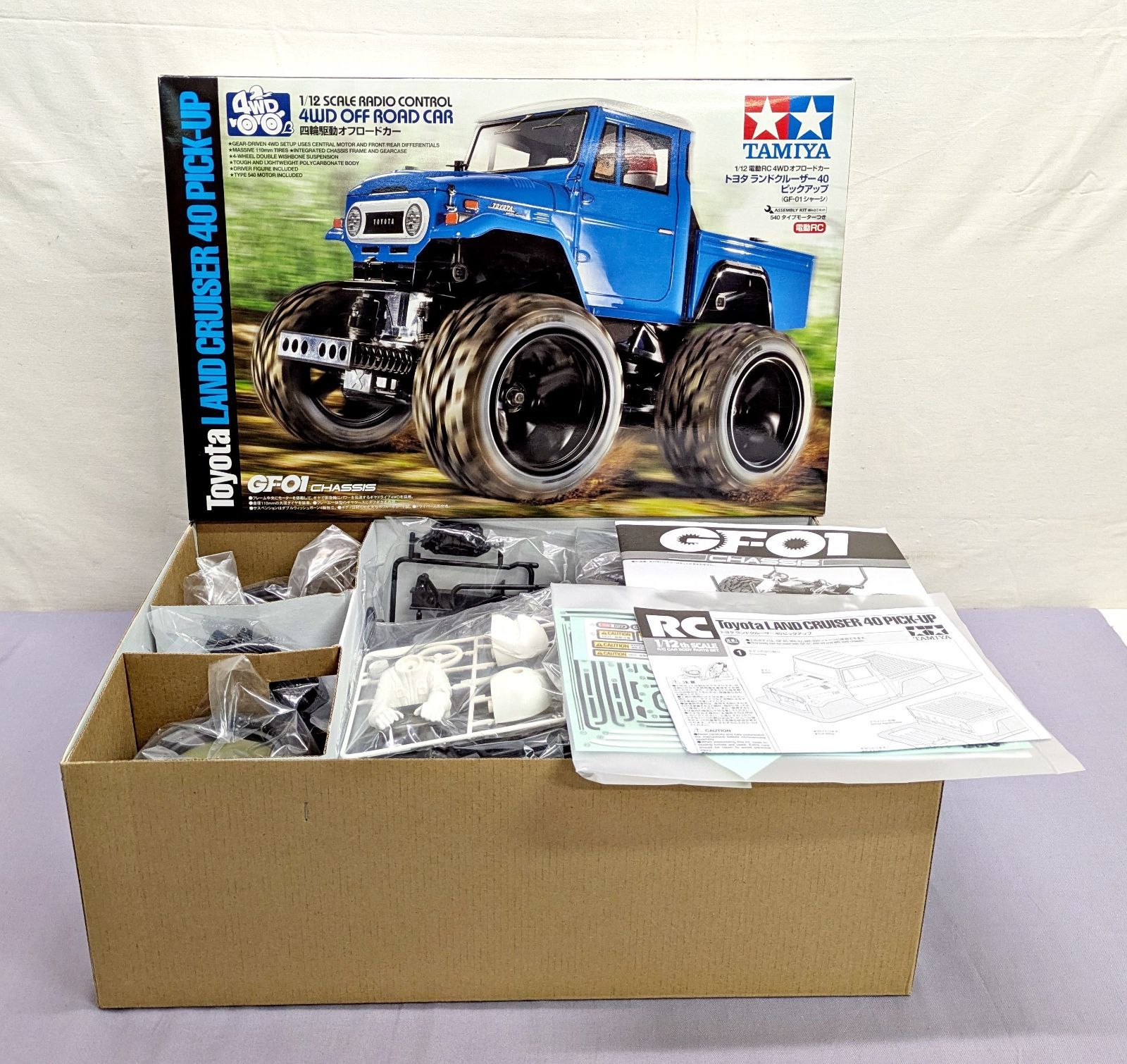 未組立品 TAMIYA 1 12 電動RCカーシリーズ No 589 4 WDオフロードカー トヨタ ランドクルーザー40ピックアップ GFｰ01 シャーシ 58589 830