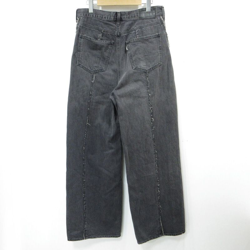 Jieda ジエダ LOOSE FIT JEANS ユーズドルーズフィットジーンズ フリンジジップフライデニムパンツ Jie STD PT 25 グレー ブラック系 サイズ 2 107