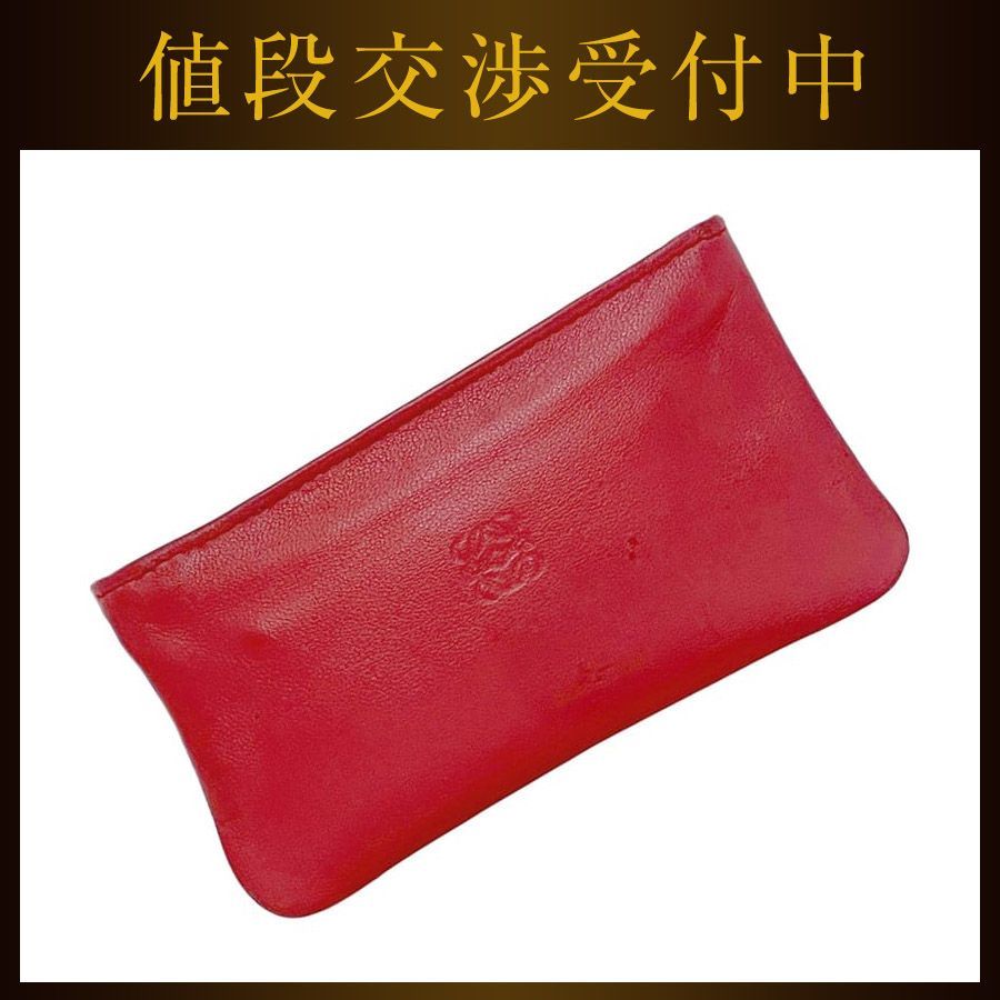 ロエベ コインケース レッド アナグラム ポーチ 小物入れ レザー ナパレザー