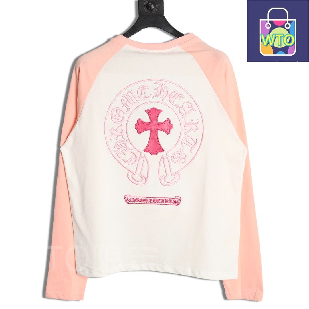 今日 Chrome Hearts クロムハーツ 刺繍ホースシューパッチワークロングスリーブTシャツ 高ゲージ高密度柔らかい素材