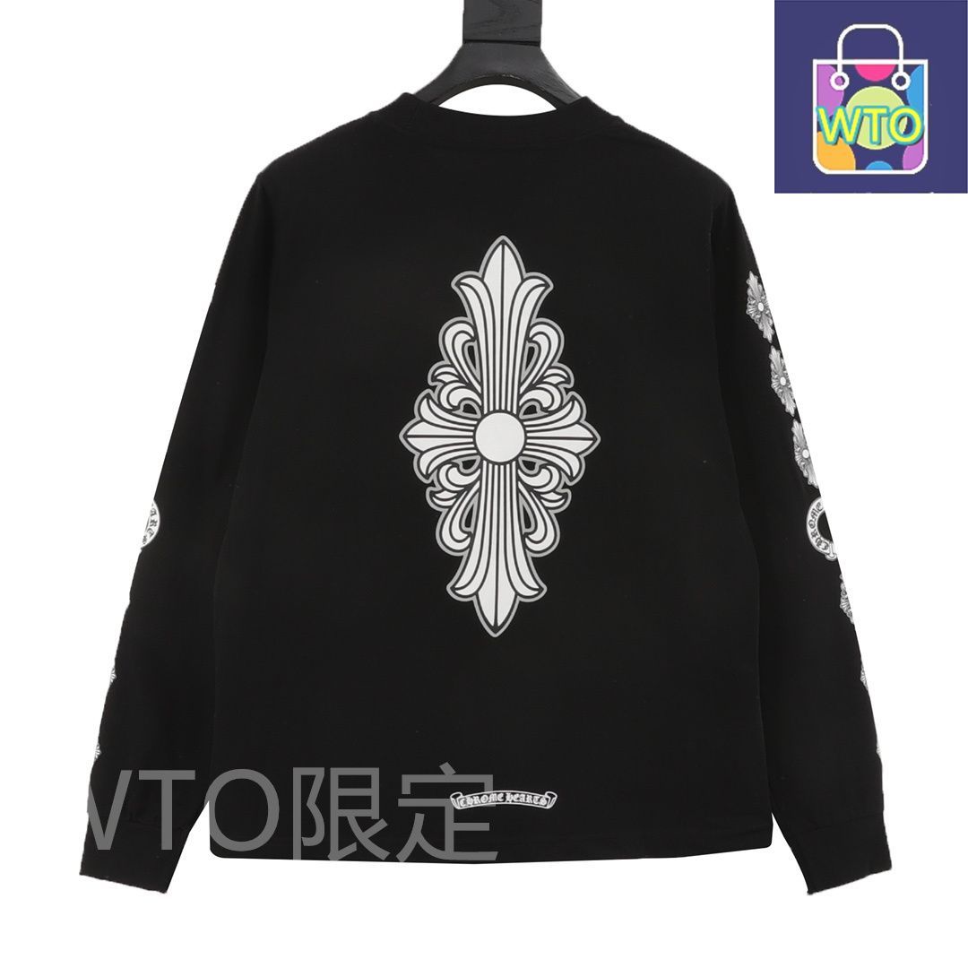 今日 Chrome Hearts クロムハーツ 背面クロスマーク丸首ロングスリーブ 双糸綿素材で肌触り良好