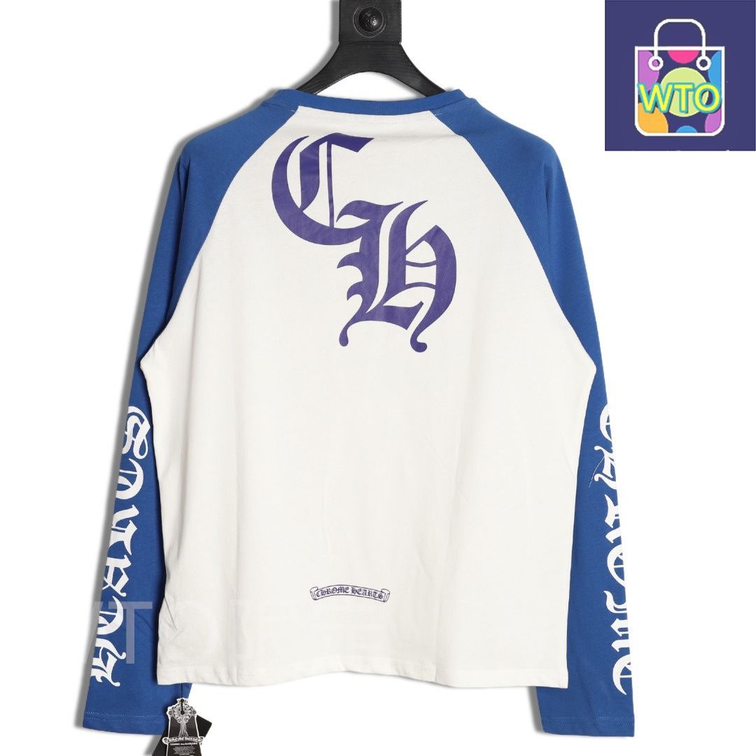 今日 Chrome Hearts クロムハーツ ブラックラベルプリントパッチワークロングスリーブTシャツ 高品質高密度肌に優しい素材