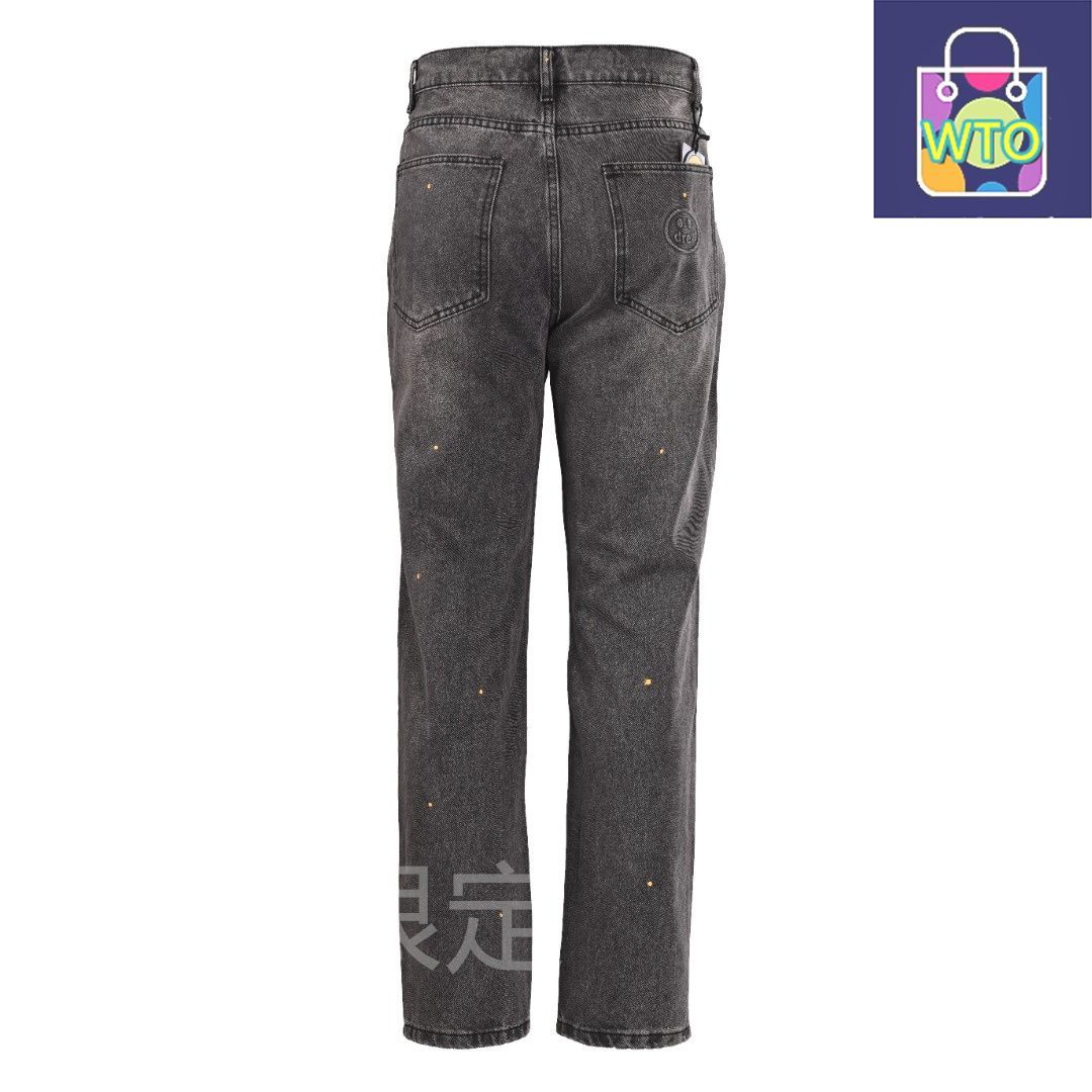  今日 Drew House ドリューハウス スマイル破洞ジーンズ 手作りデストロイド ストレートデニム デニム ジーンズ