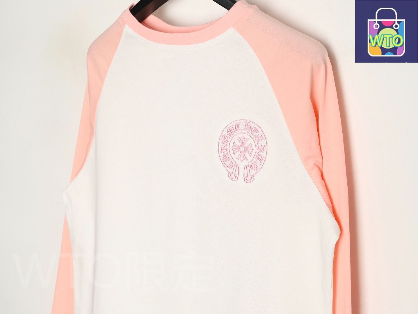 刺繍ホースシューパッチワークロングスリーブTシャツ 高ゲージ高密度柔らかい素材