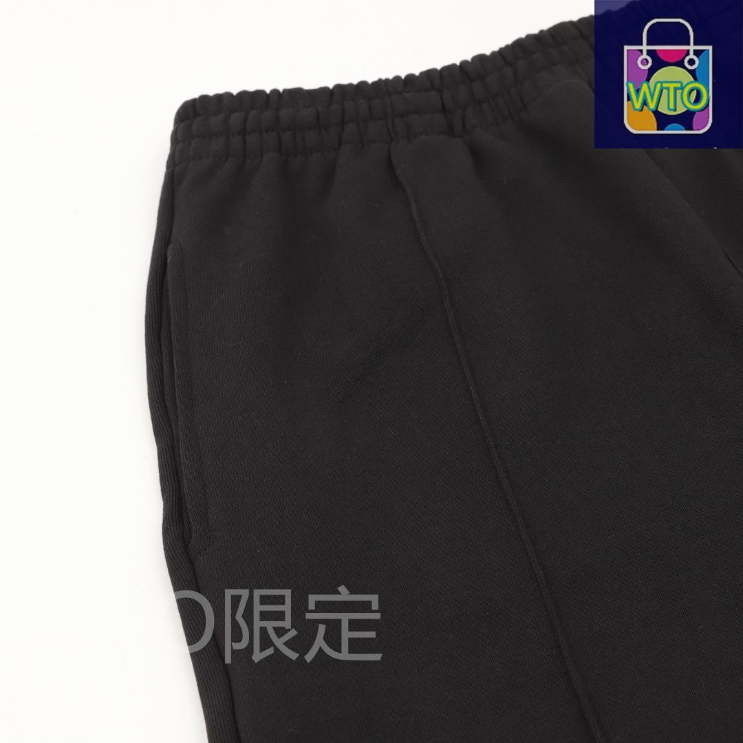 刺繍ロゴストレートフィットゴム紐ロングパンツ