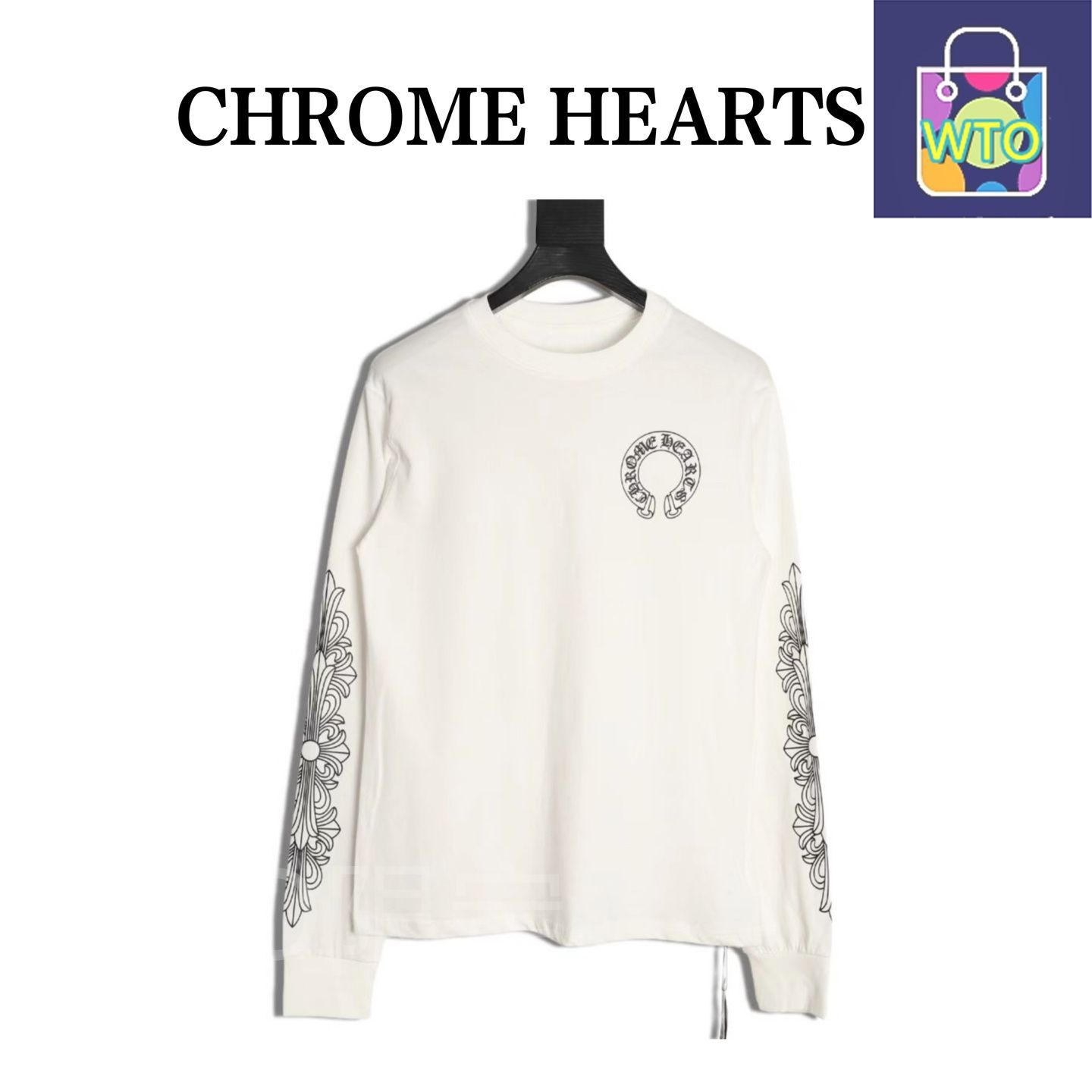 今日 Chrome Hearts クロムハーツ 背面サンスクリットプリントロングスリーブTシャツ 高品質柔らかい素材