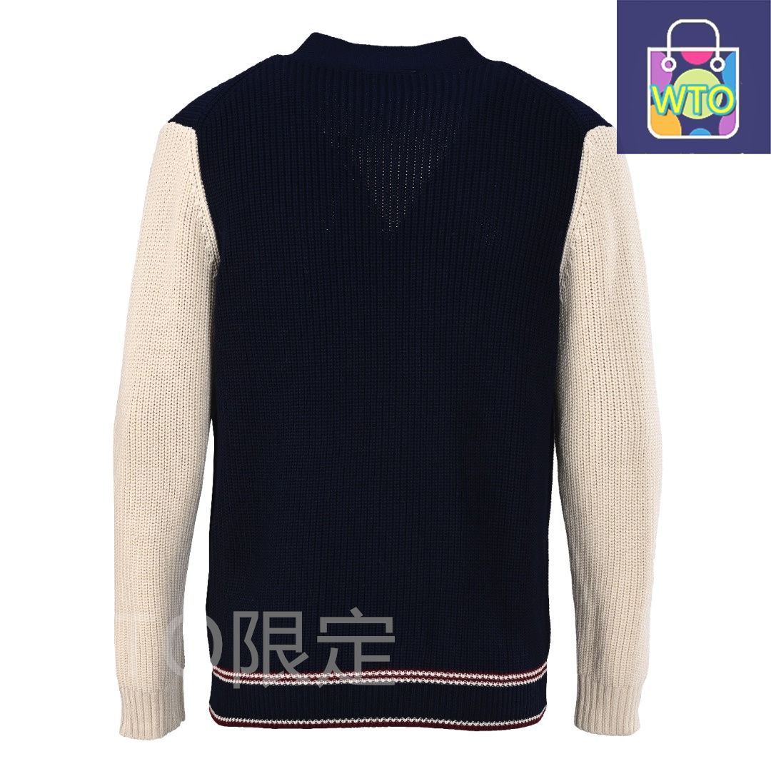 今日 MIU MIU ミュウミュウ 羊毛カシミア混紡白青 ブロックカーディガン 高支混紡素材で柔らかさ良好アウター トップス