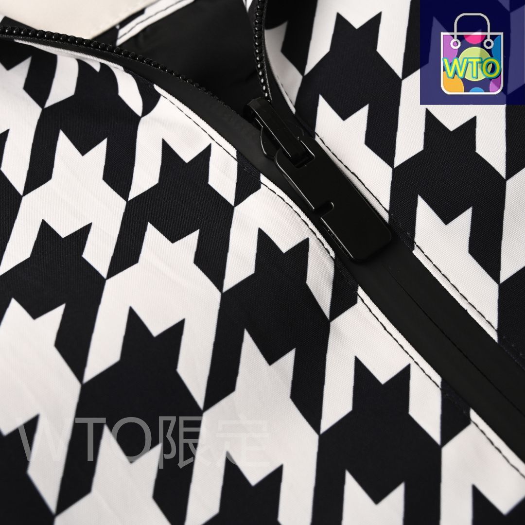 千鳥柄フード付きジャケット 全身柄合わせ加工で高品質感アウター