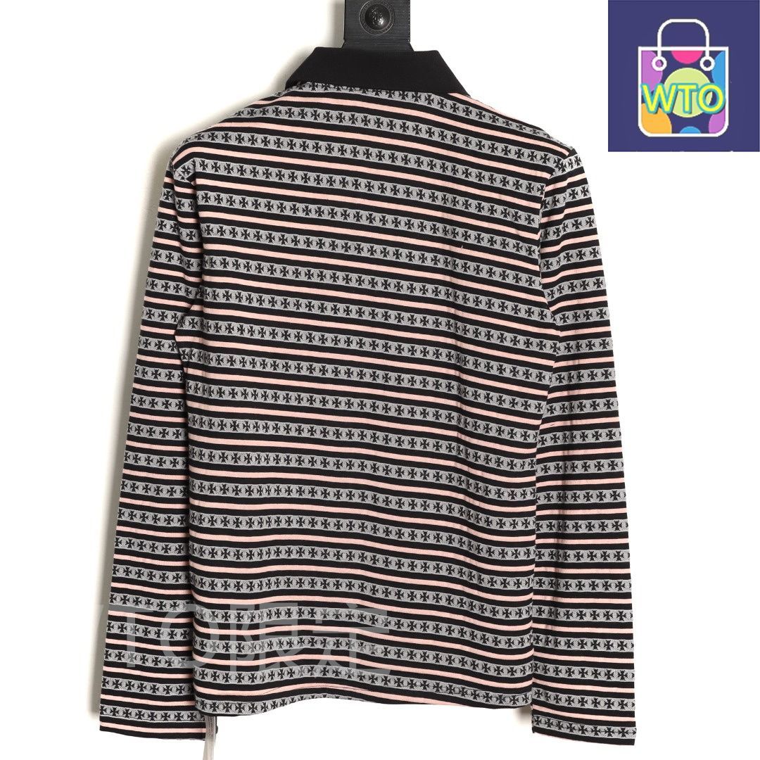 今日 Chrome Hearts クロムハーツ ストライプ ロングスリーブTシャツ 高ゲージ高密度柔らかい素材