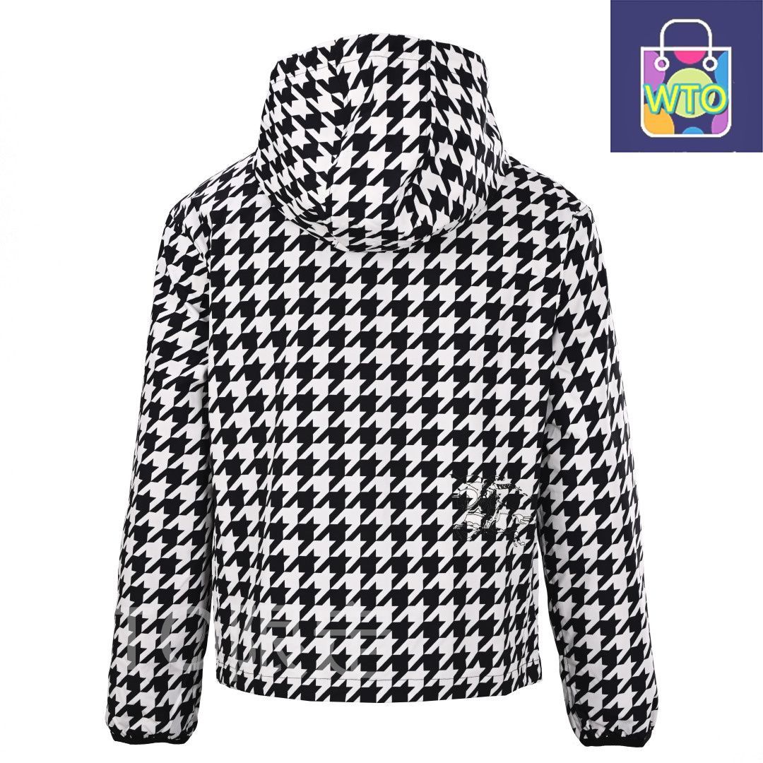 今日 Burberry バーバリー 千鳥柄フード付きジャケット 全身柄合わせ加工で高品質感アウター トップス