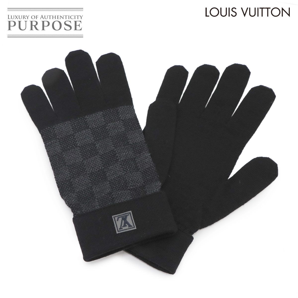 ルイ ヴィトン LOUIS VUITTON ダミエ グラフィット ゴン プティ グローブ 手袋 ウール ブラック M70006 Gompiti 90291995
