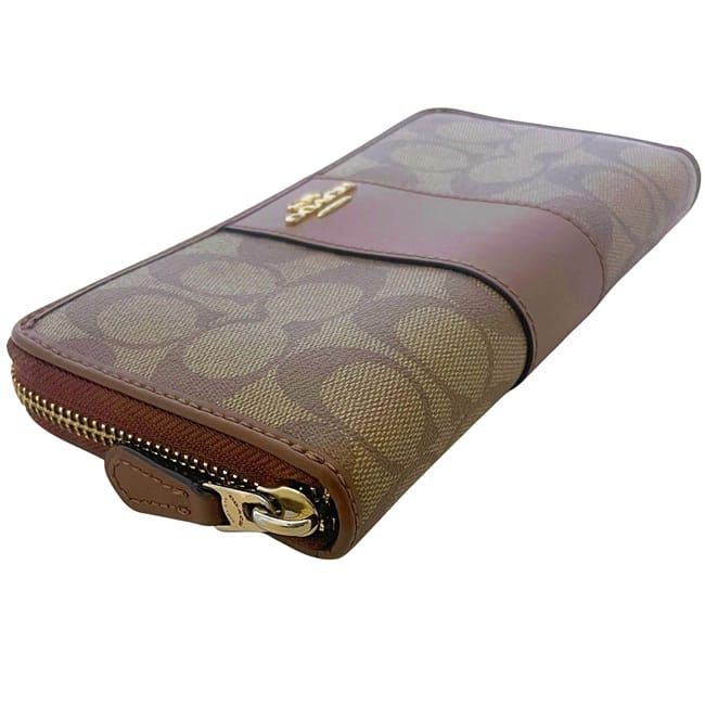 コーチ ラウンドファスナー 長財布 ブラウン シグネチャー F54630 財布