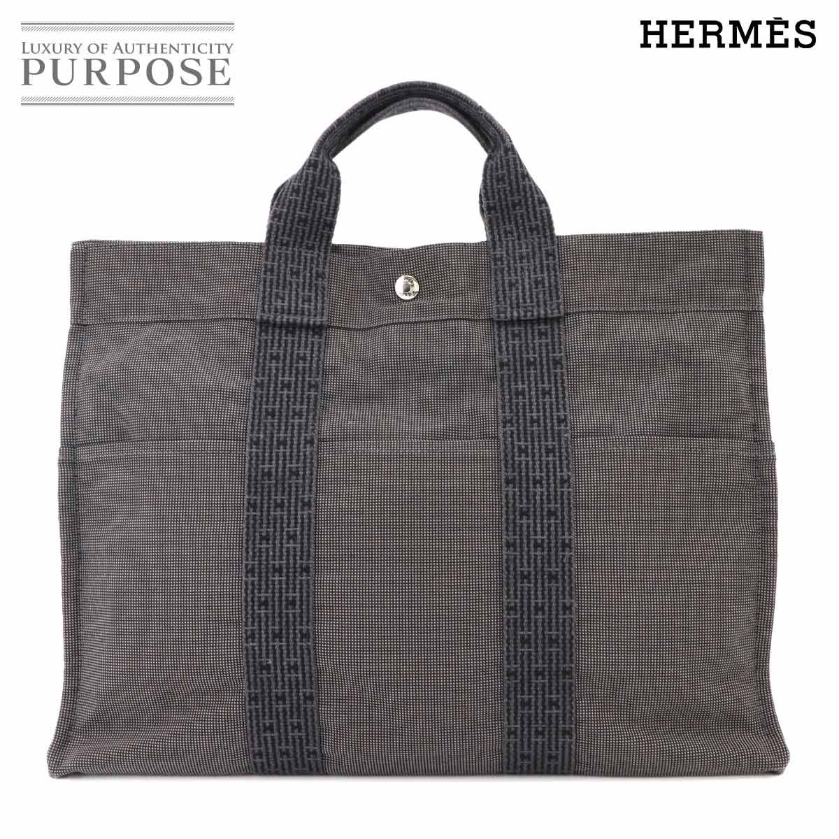 新品同様 エルメス HERMES エールライン MM トート バッグ キャンバス