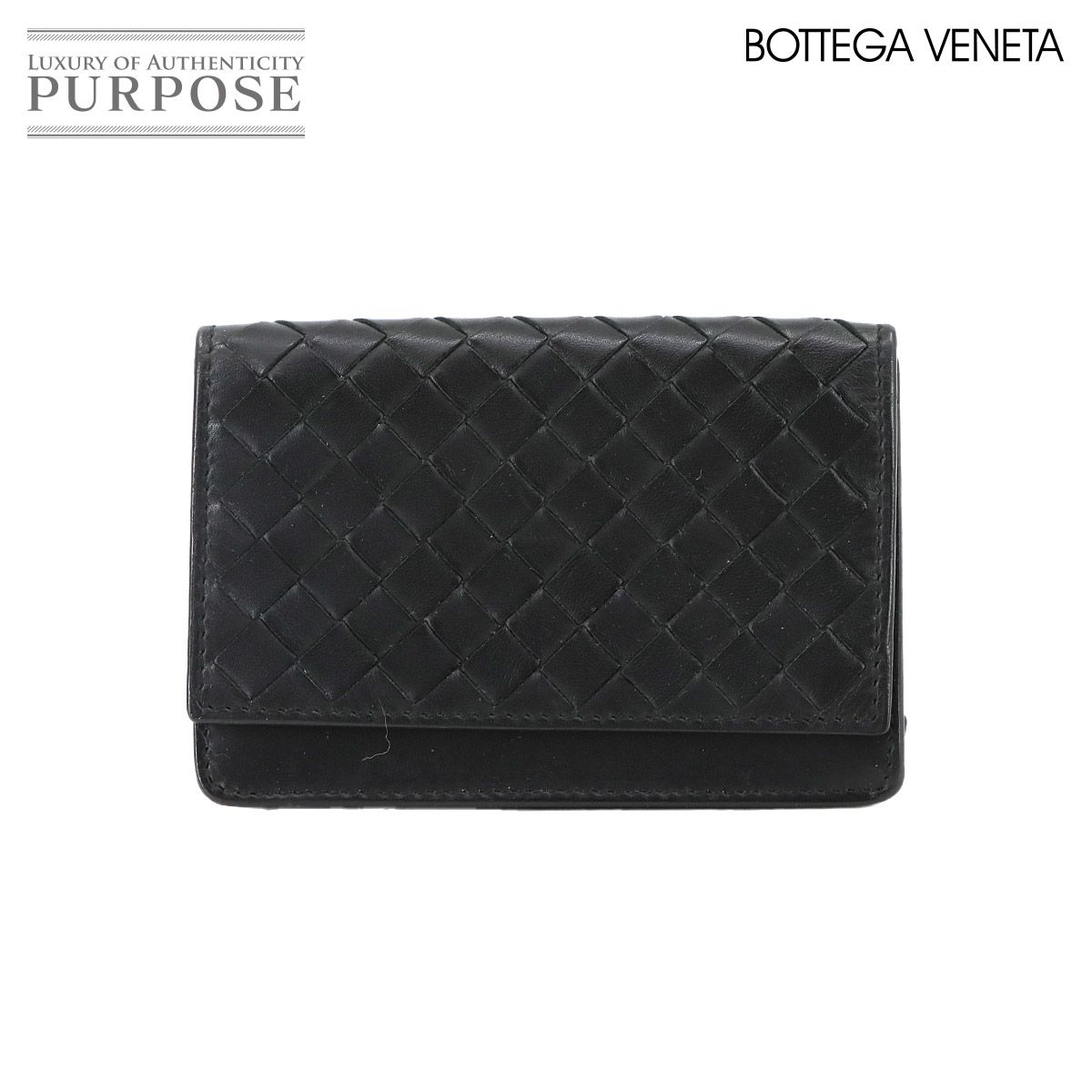 ボッテガ ヴェネタ BOTTEGA VENETA イントレチャート カードケース レザー ブラック 174646 Card Case 90300345