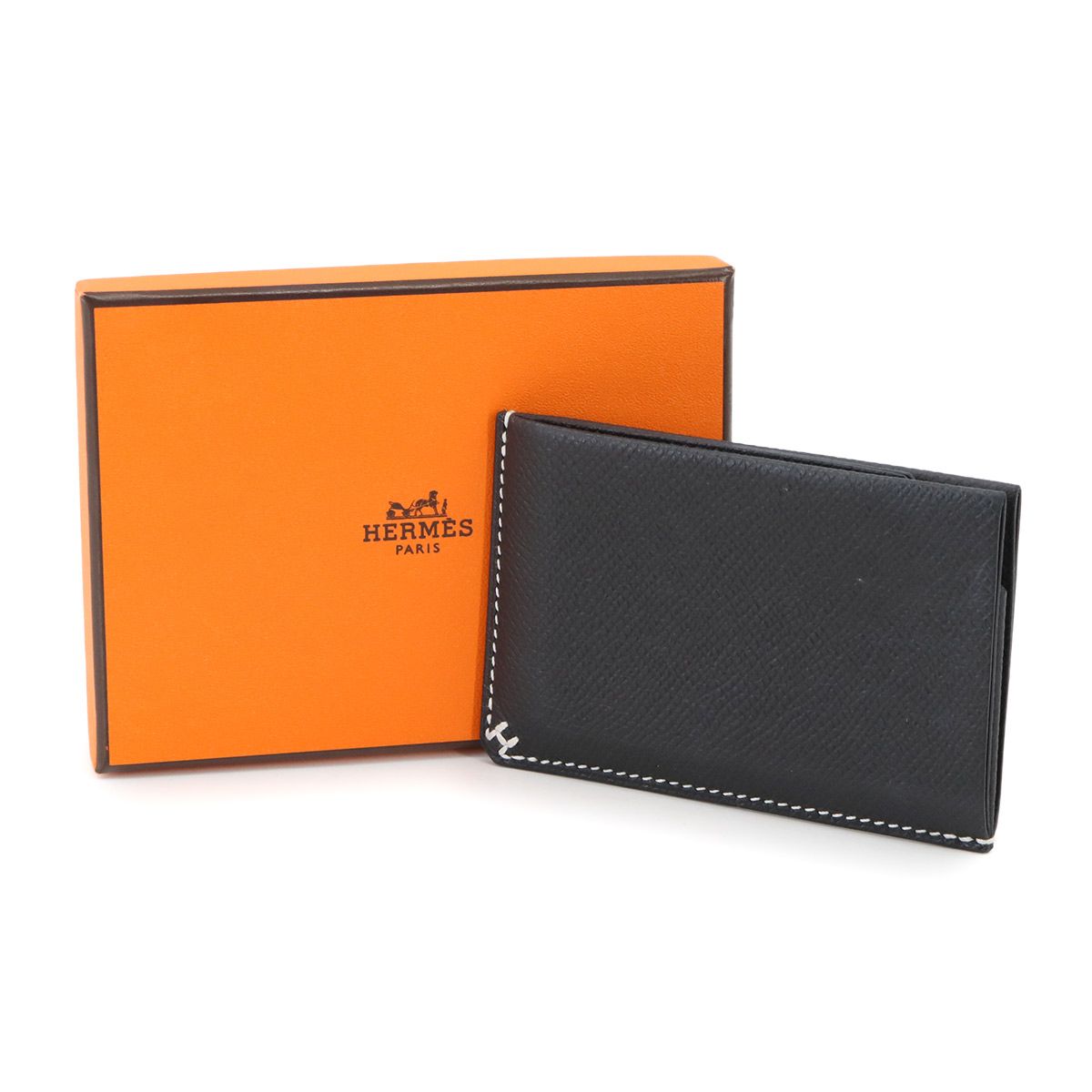 エルメス HERMES Hセリエ カードケース 名刺入れ エプソン ブラック W刻印 H Sellier Card Case