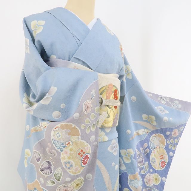 未着用 正絹 着物 絞り トール“お日様のような温か味に花や雪輪”訪問着S-50 未着用 正絹 着物 絞り トール“お日様のような温か味に花や雪輪”