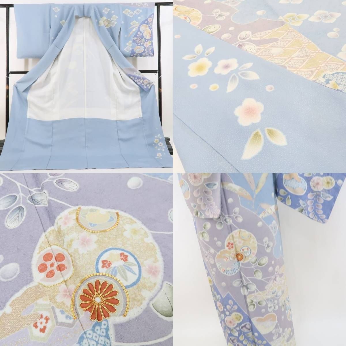 未着用 正絹 着物 絞り トール“お日様のような温か味に花や雪輪”訪問着S-50 未着用 正絹 着物 絞り トール“お日様のような温か味に花や雪輪”