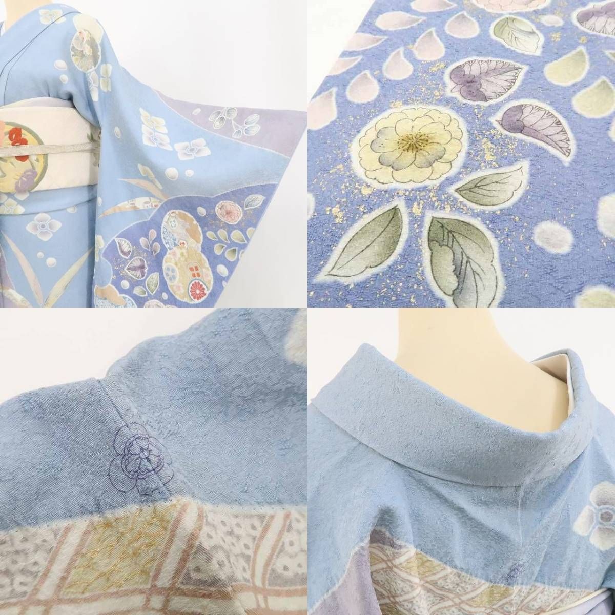 ❁tomihisa❁未着用 金駒刺繍 雪輪 着物“花の雪輪に心したため人