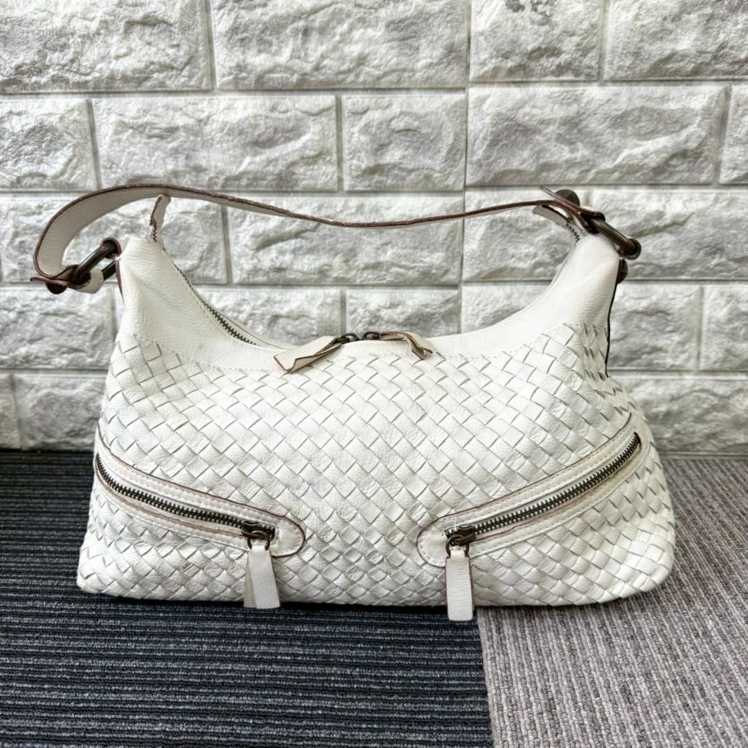 FALORNI ファロルニ ハンドバッグ オフホワイト 編み込み レザー