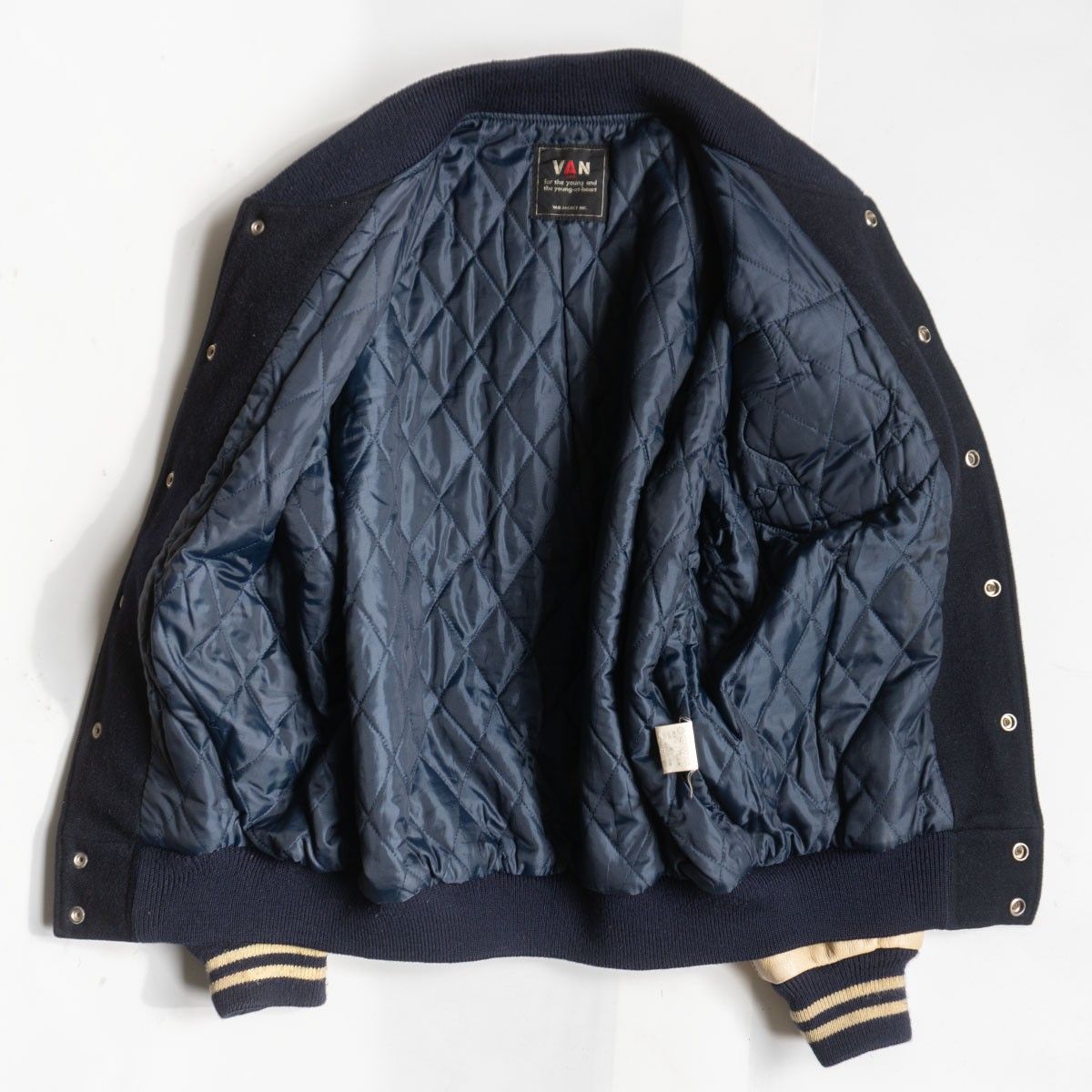 雰囲気抜群】 VAN JAC 【袖レザー スタジャン】L ヴァン ワッペン