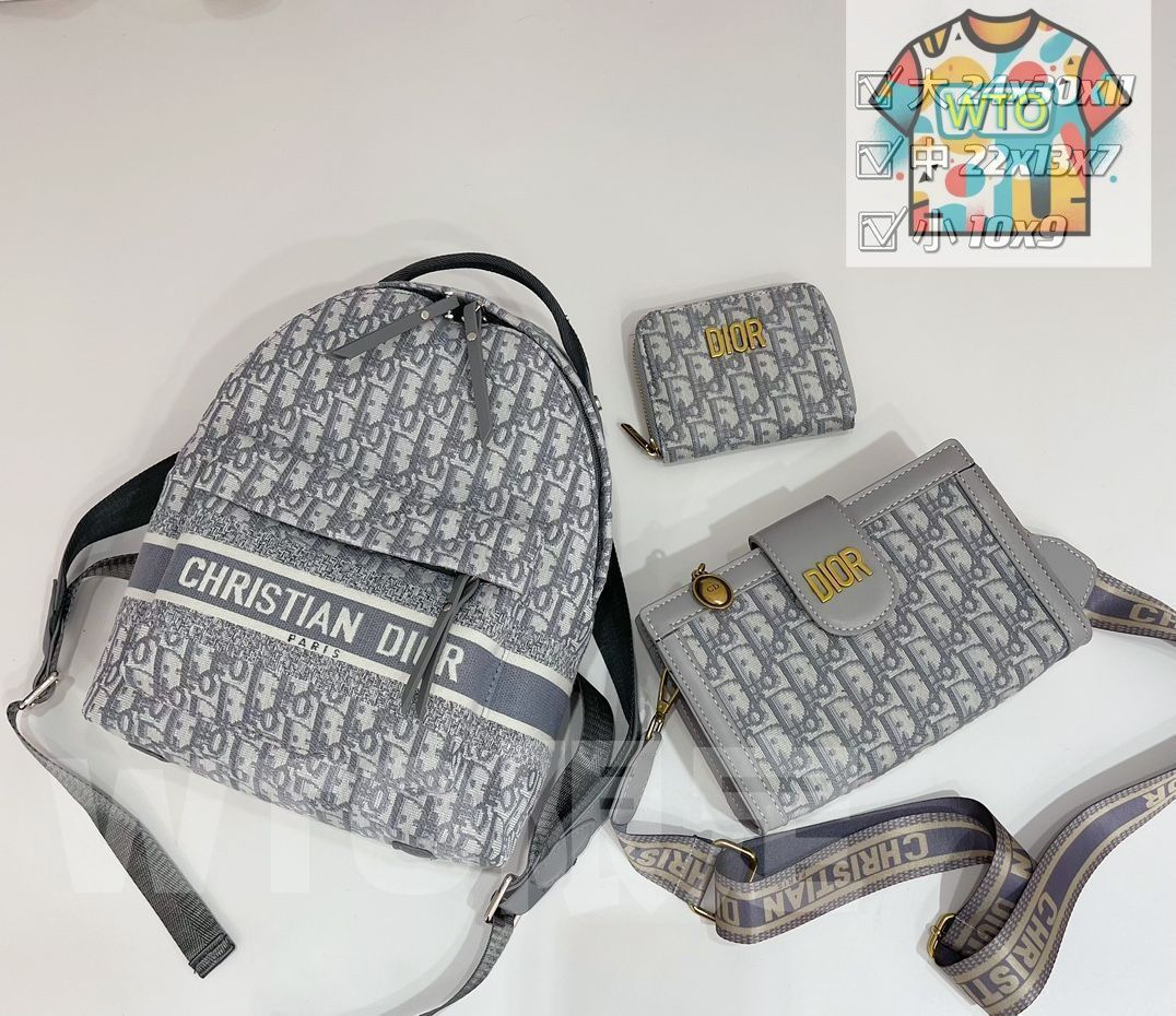 Christian Dior クリスチャンディオール バックパック リュック ショルダーバッグ 財布 3点セットバッグ| | --WTO輸入2