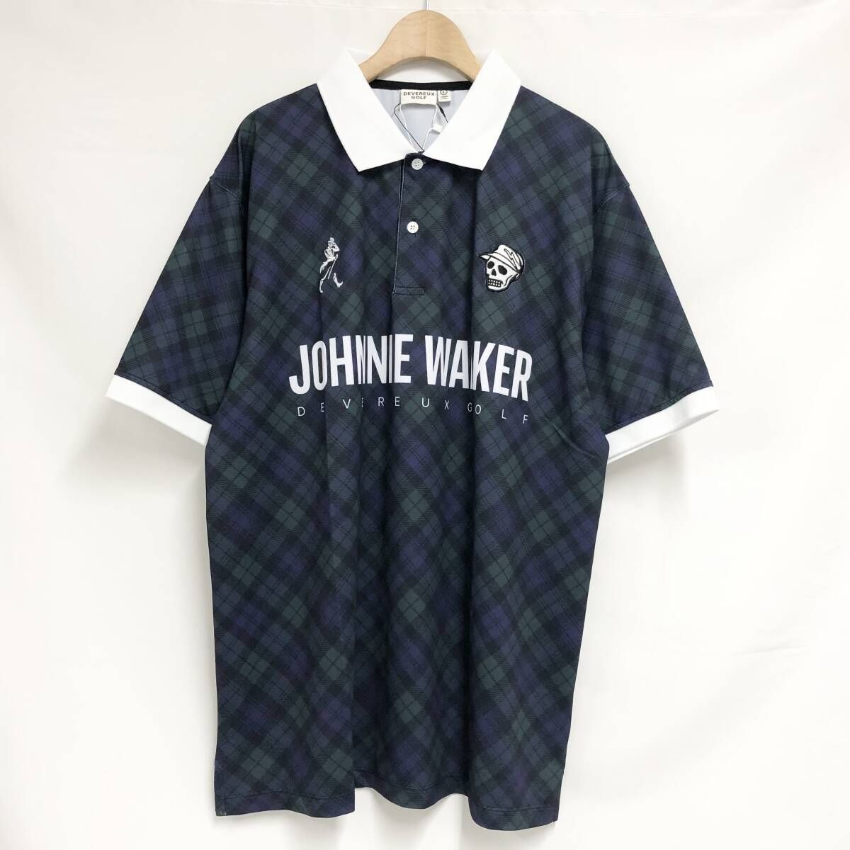 DEVEREUX GOLF Johnnie Walker タータンチェックポロシャツ L ブルー グリーン デヴァローゴルフ ジョニーウォーカー