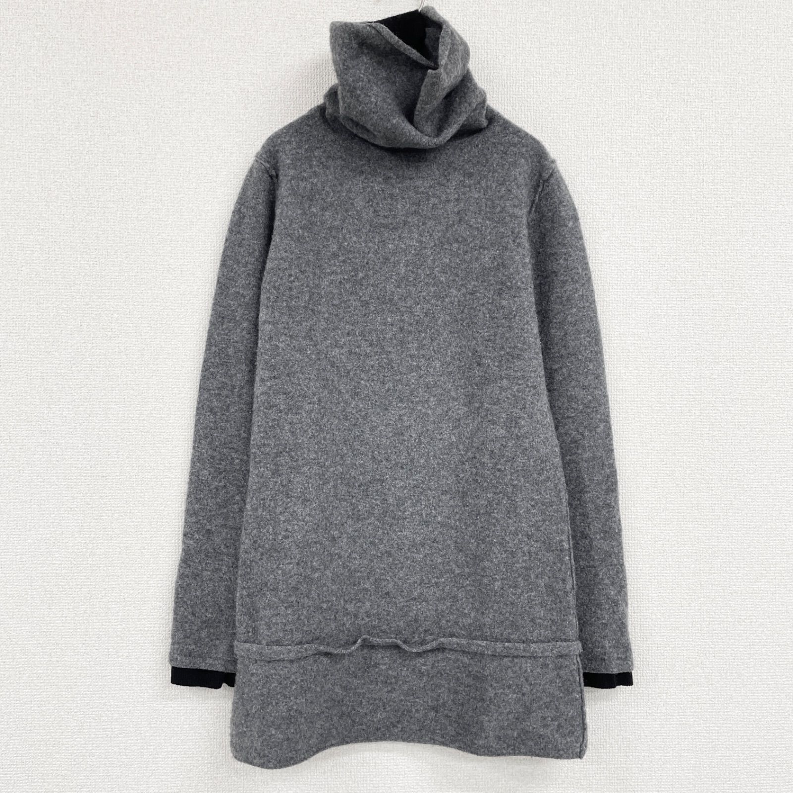 Y’s ワイズ ニットトップス ハイネック タートル ウール グレー 日本製 レディース 2