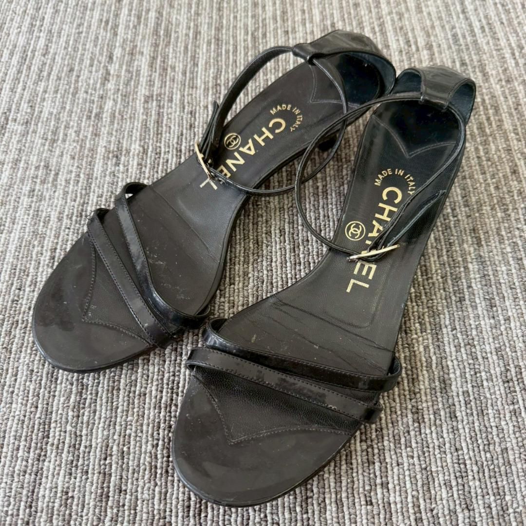 CHANEL ヒール サンダル ブラック