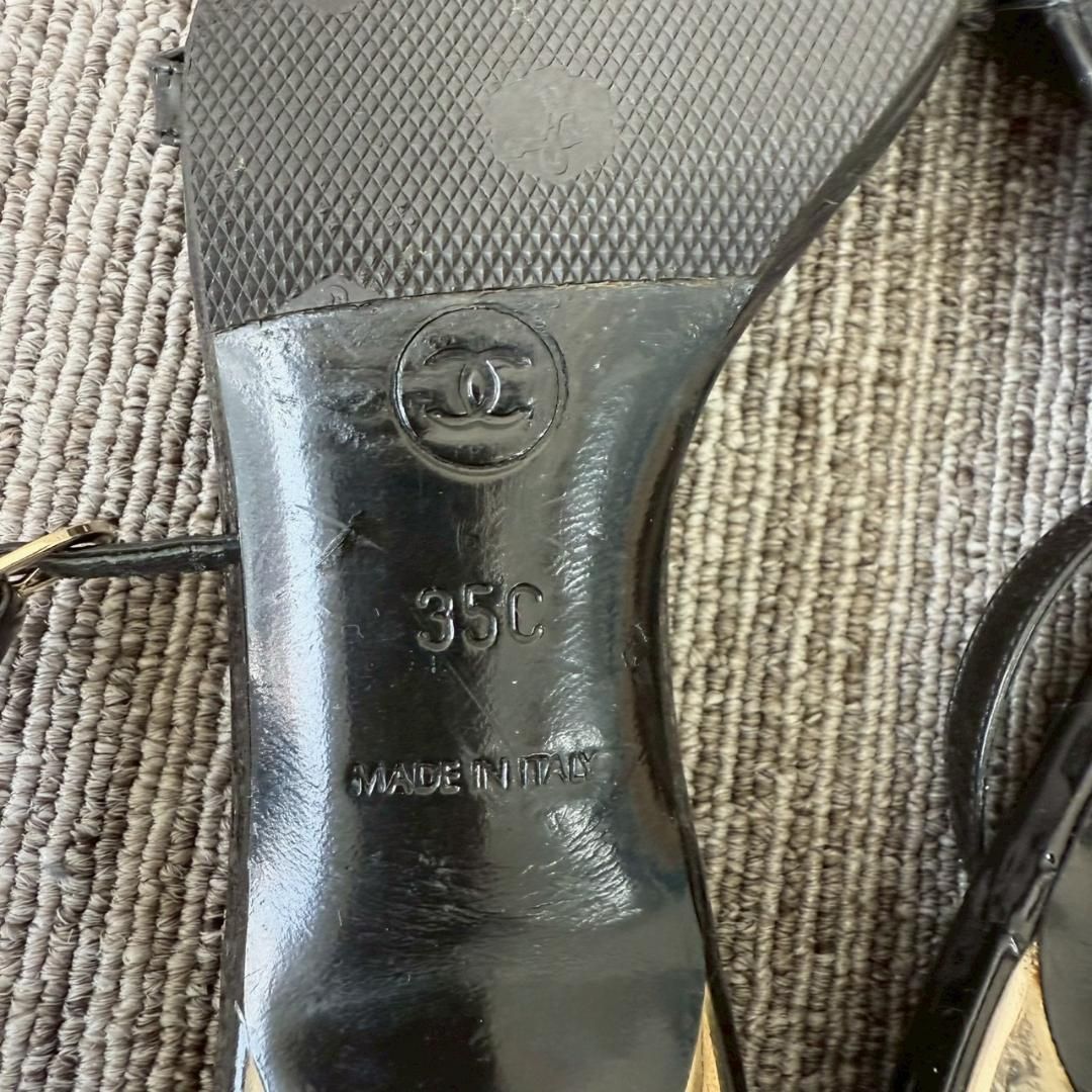  CHANEL ヒール サンダル ブラック サンダル サンダル ミュール