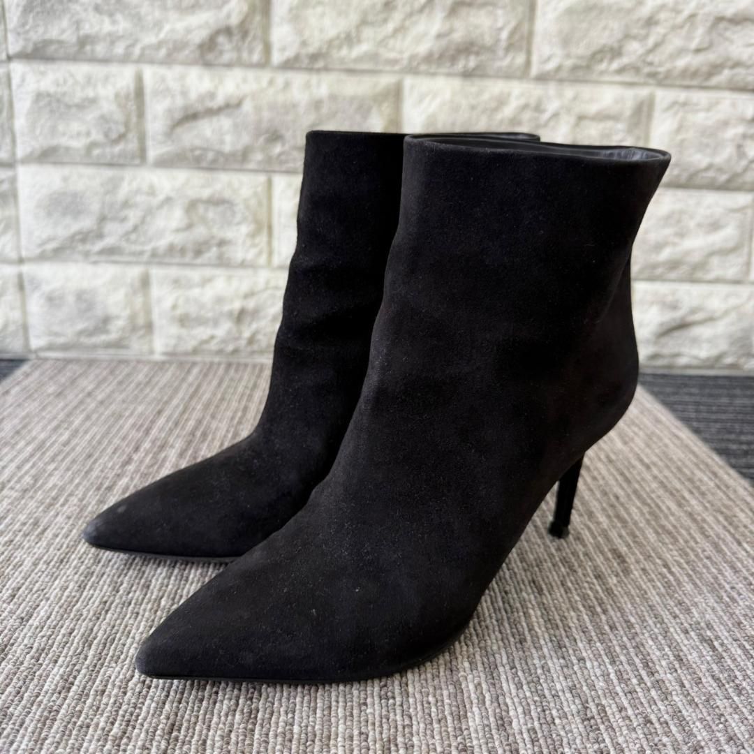 LOUIS VUITTON ルイヴィトン スエードブーツ ヒール ブラック