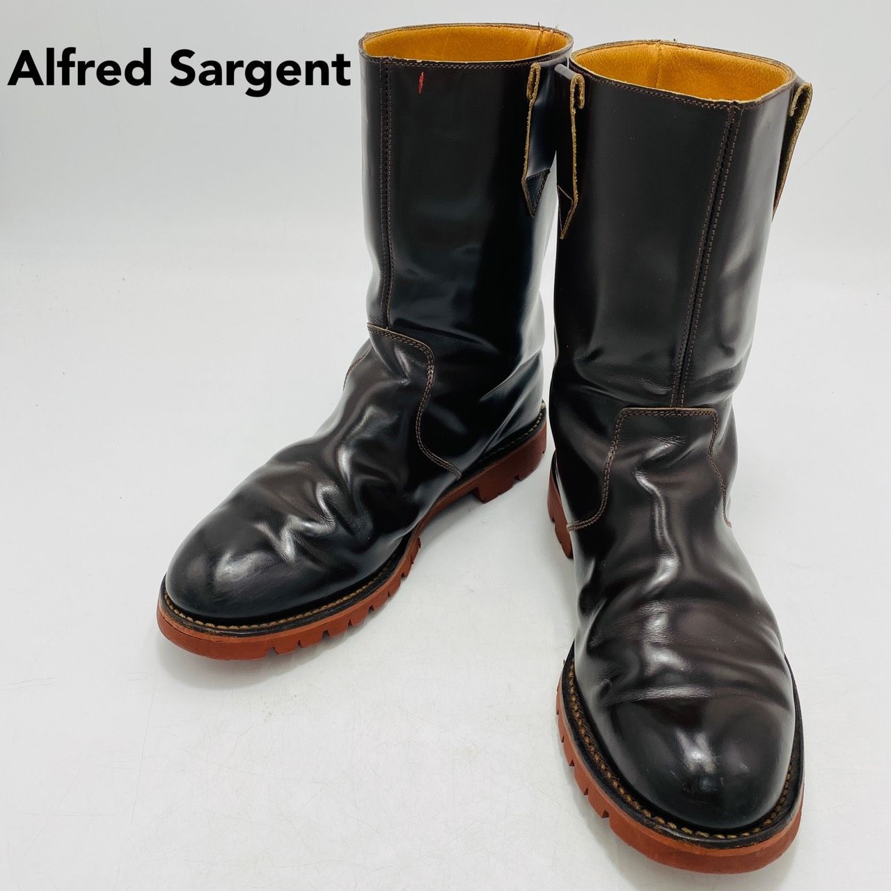 Alfred Sargent ペコスブーツ エンジニア ビブラムソール 7 1 2 メンズ ブラウン アルフレッドサージェント hws 02384