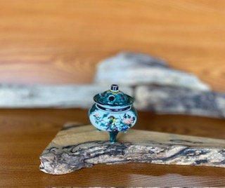 メーカー直送 九谷焼 豆香炉 青九谷花鳥 Kutani Incense burner