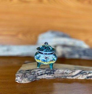 メーカー直送 九谷焼 豆香炉 青九谷花鳥 Kutani Incense burner WWW_OPDRERGINERDOGAN_COM
