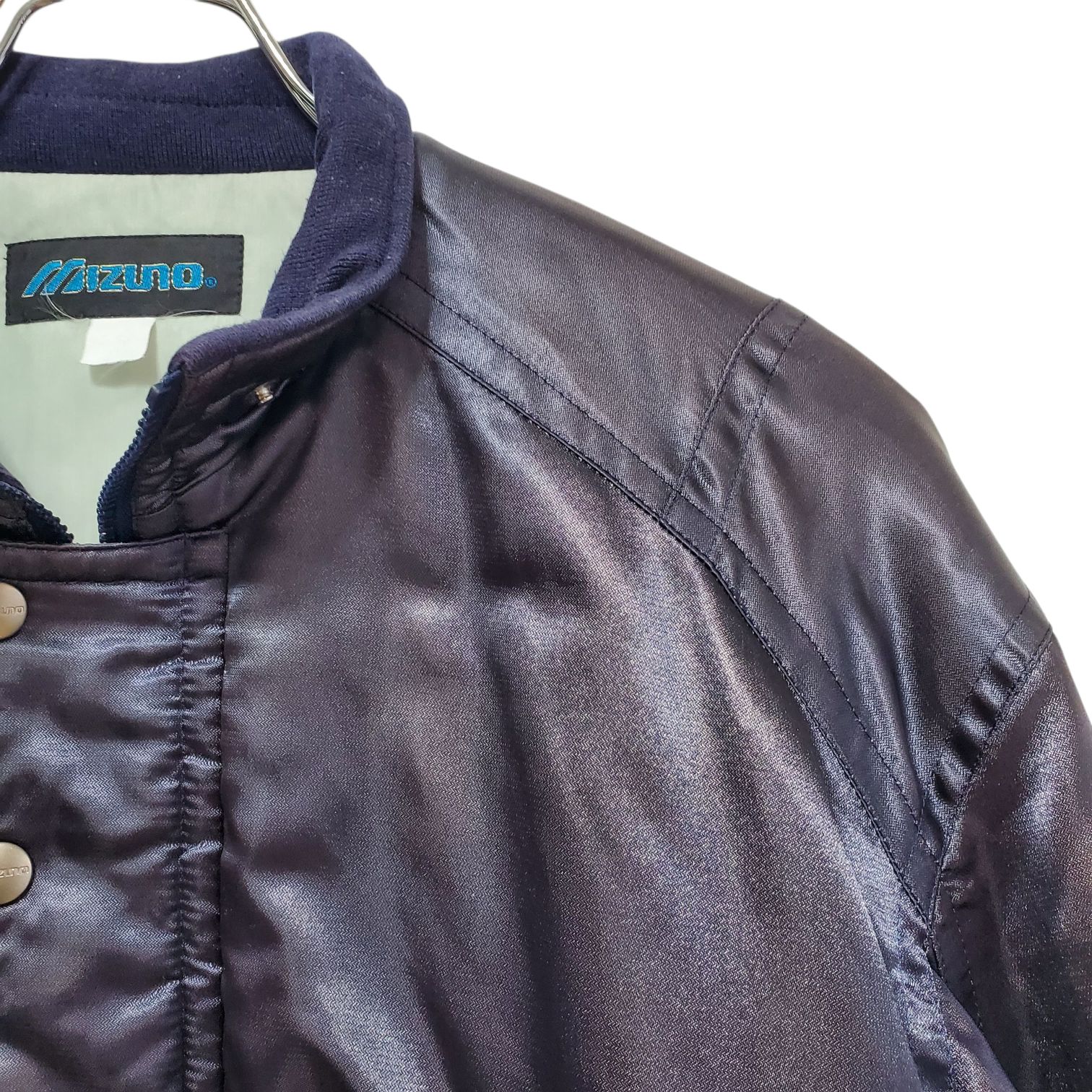 MIZUNO 高校野球部 グランドコート グラコン ジャンパー 銀＆紺 光沢
