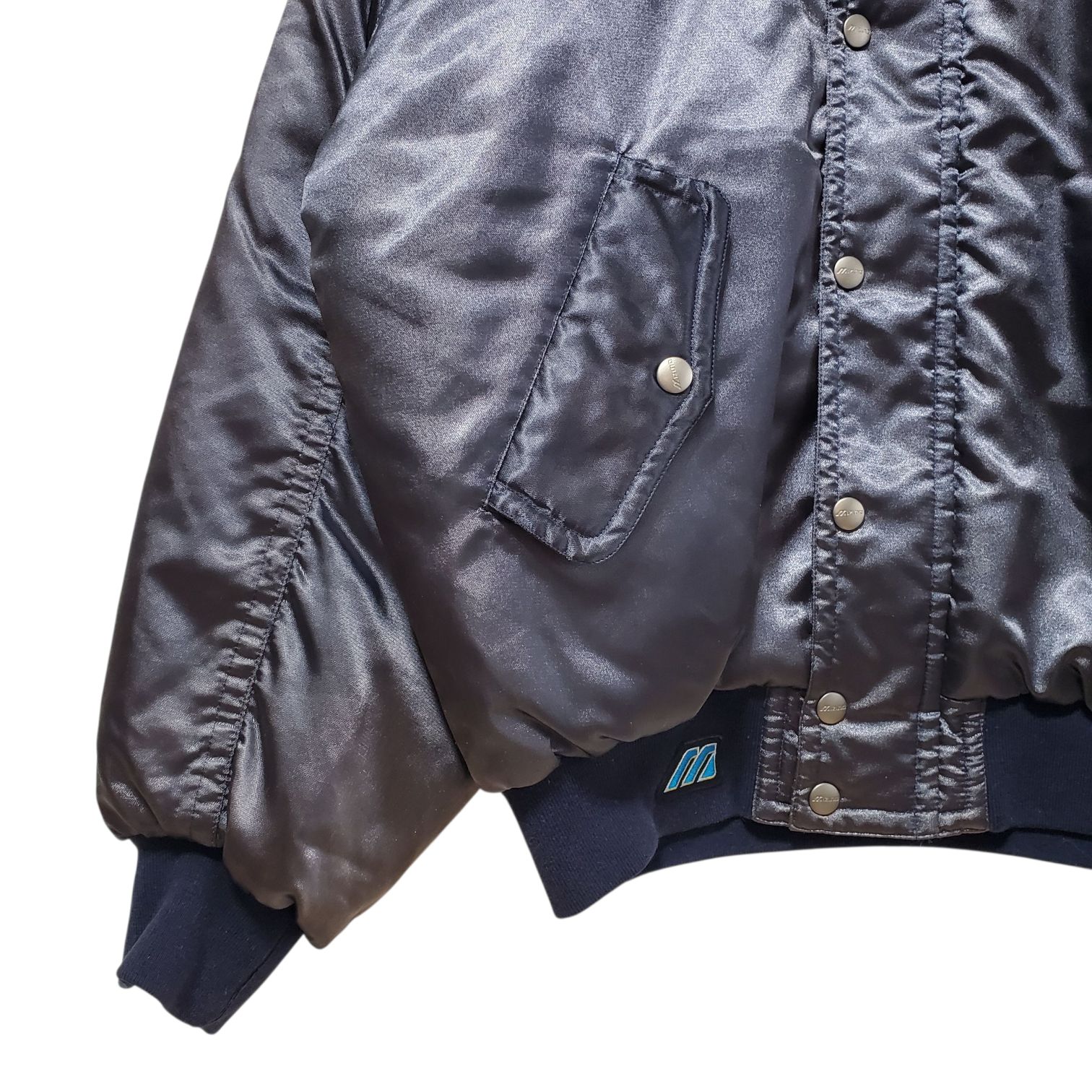 MIZUNO 高校野球部 グランドコート グラコン ジャンパー 銀＆紺 光沢