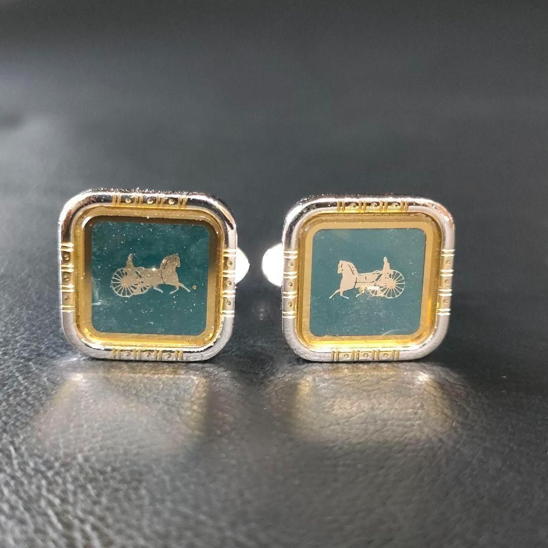 Celine セリーヌ カフス 馬車 マカダム グリーン シルバー