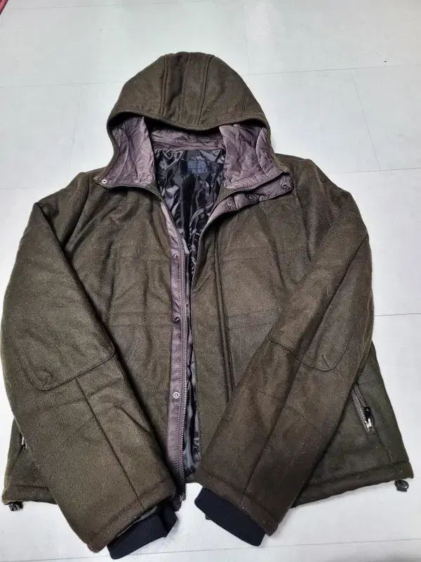 TIME HOMME ブラウン フード ウールダウンジャケット ポール1223